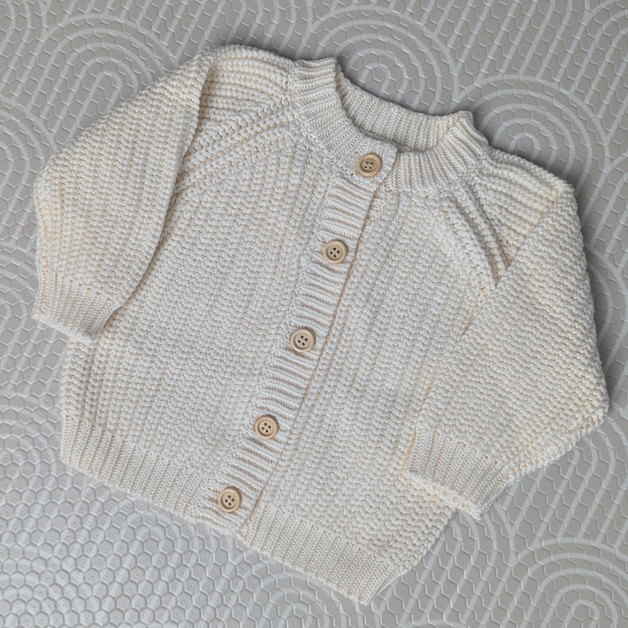 Cream Cardigan with Name and Flower Garden (flowers on back only)