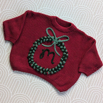 Letter Jumper with Christmas Wreath