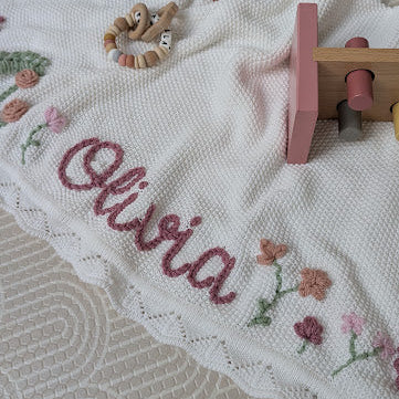 Name Blanket with Flower Garden