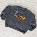 Cable Knit Cardigan with name (available in cream or charcoal)