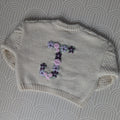 Cable Knit Cardigan with Floral Letter