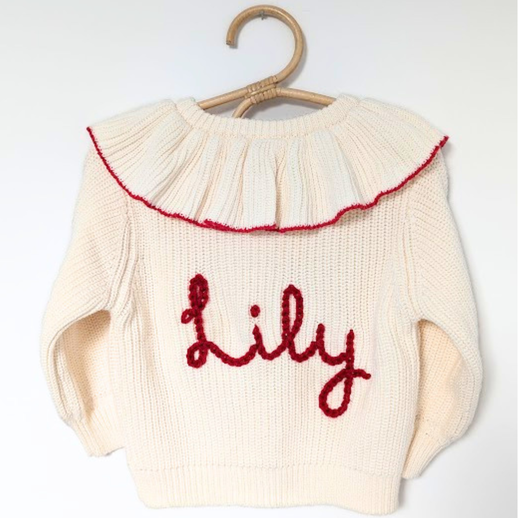 Festive Frill Cardigan with Name
