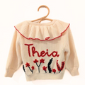 Festive Frill Cardigan with Name and Flower Garden (flowers on back only)